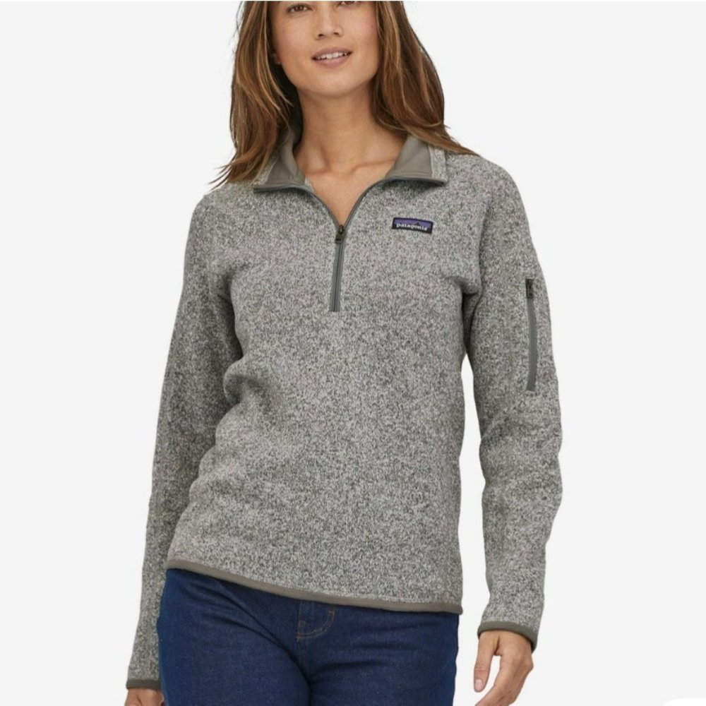 Patagonia Better Sweater Fleece 1/4 Pullover Birch White Women Medium STY25617